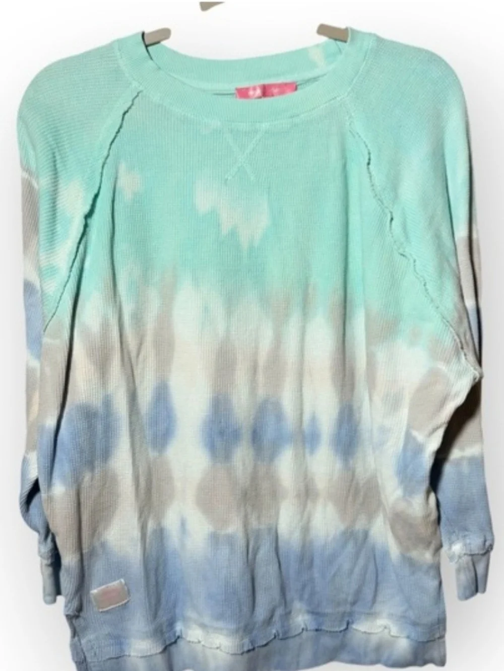 Simply Southern Girls' Tie-Dye Long Sleeve Top - Aqua & Light Blue
